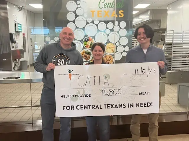 Talia and Andrew Traub donating meals for central Texans
