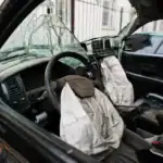 Airbag defect accident lawyer Austin inspecting busted airbag resulting from car accident
