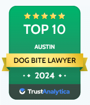 Trust Badge rewarded to The Traub Law Office for ranking sixth dog bite lawyer Austin in Top 10 Best Dog Bite Lawyers List