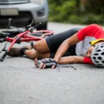 Collision between a car and a bike, emphasizing the risks of road accidents and pertinent to personal injury claims.