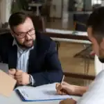 A man consulting with a lawyer about the types of product defects.
