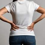 A person clutching their lower back in pain from a herniated or slipped disk.